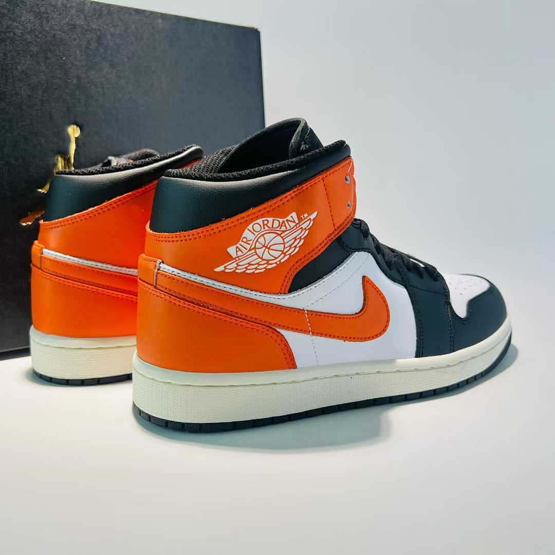 Air Jordan 1 Mid "Starfish" Black White Orange DQ8426-000 Men's Women's Lifestyle Casual Basketball Sneakers Shoes