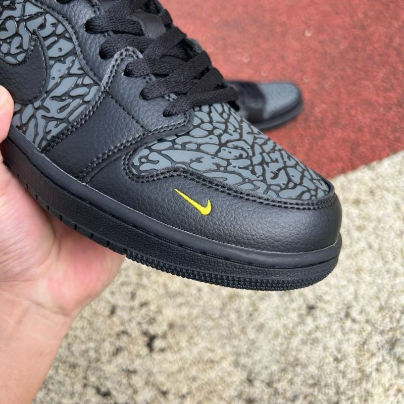 Air Jordan 1 Low SE "Elephant Print" Black Yellow Ochre DZ4130-007