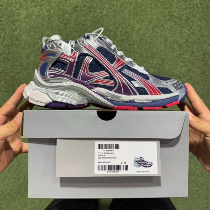 Balenciaga Runner Sneakers Navy Red Silver Purple 677403 W3RBN 4290