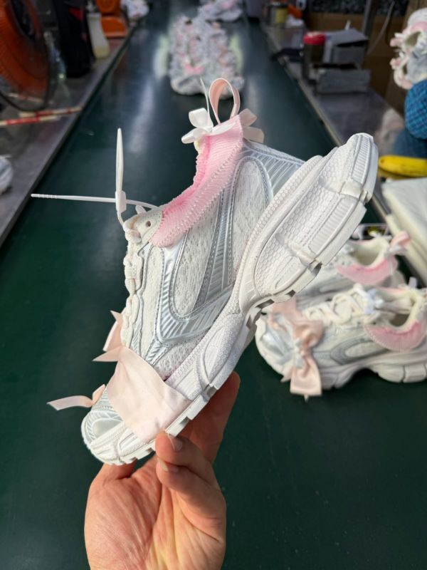 Balenciaga Runner White Silver Pink Ribbon Bow Ruffle Sneakers