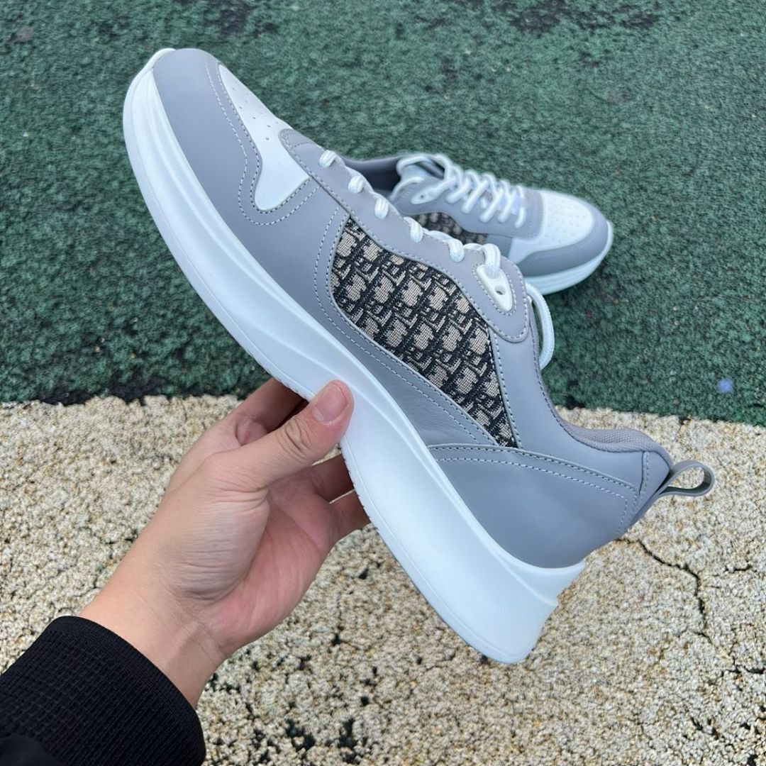 Dior Vibe Sneaker Grey and White Dior Oblique KCK386OBE_S33G