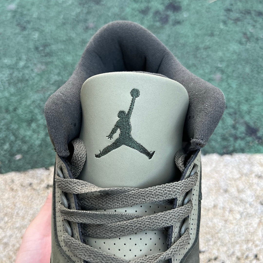 Air Jordan 3 Retro SP Dark Olive Green Elephant Print Men's Sneakers CT8532-200