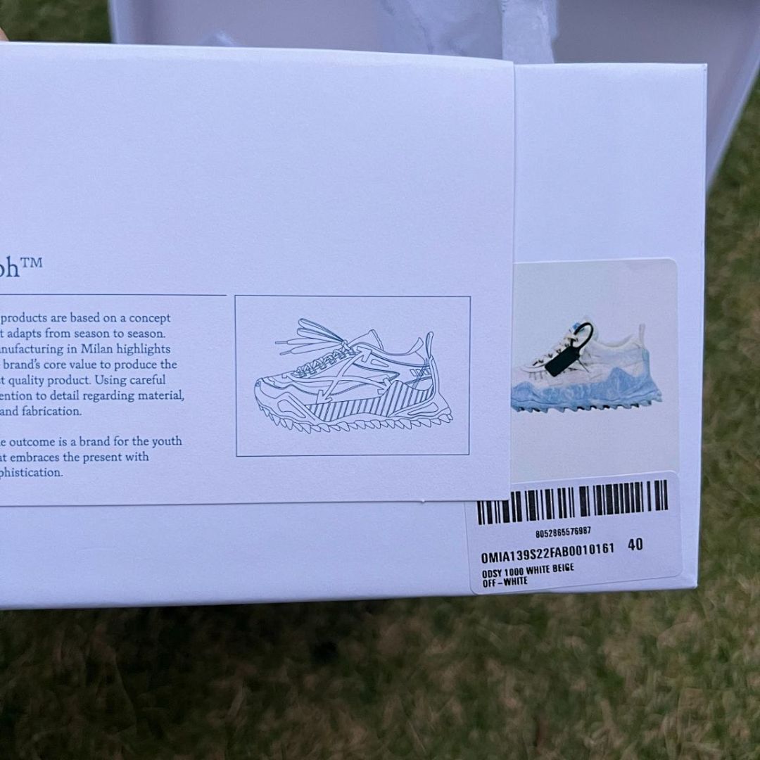 Off-White ODSY-1000 Cream Light Blue Marbled Sole Sneakers Trainers