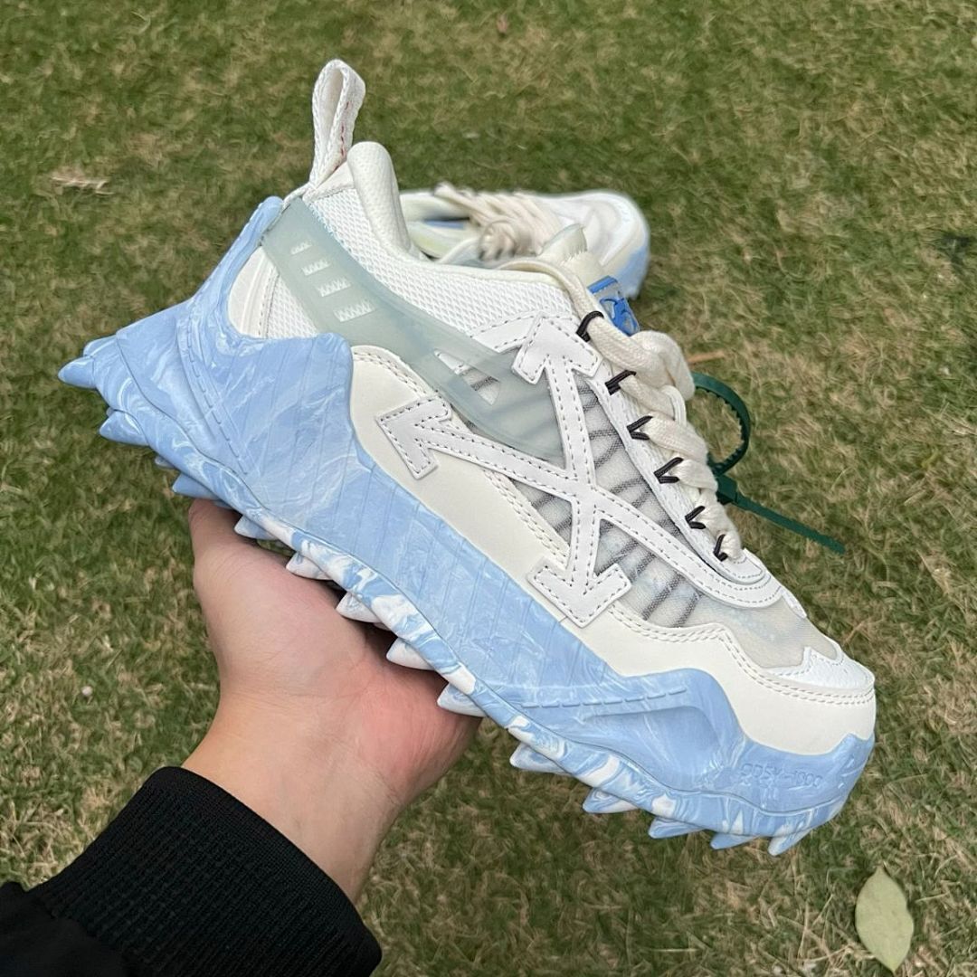 Off-White ODSY-1000 Cream Light Blue Marbled Sole Sneakers Trainers