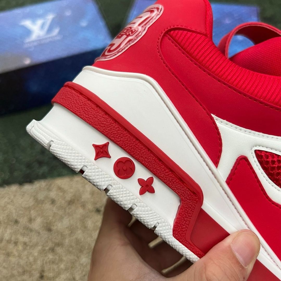 Louis Vuitton LV Trainer Sneaker Red White Monogram Mesh Luxury Shoes 1A9Z61