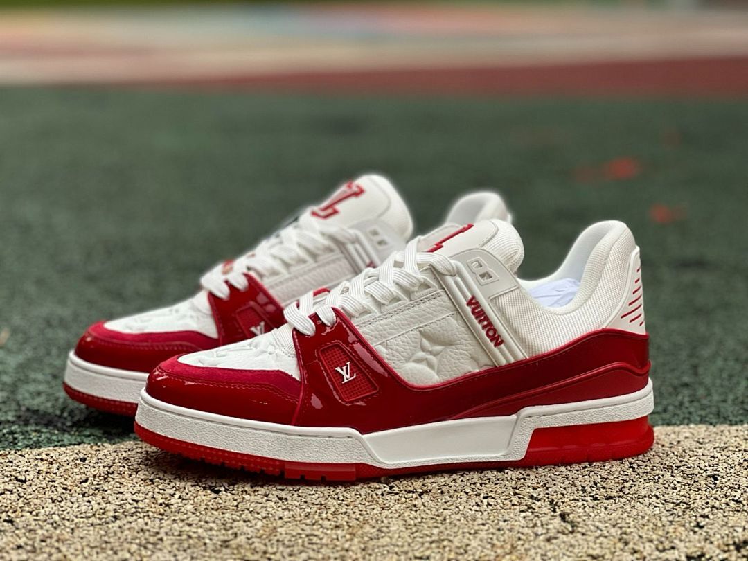Louis Vuitton LV Trainer Monogram White Red Sneakers