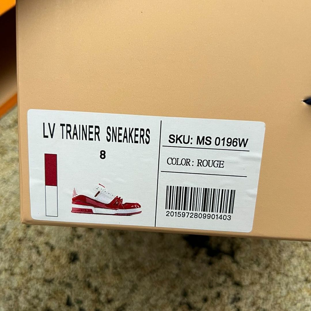 Louis Vuitton LV Trainer Monogram White Red Sneakers