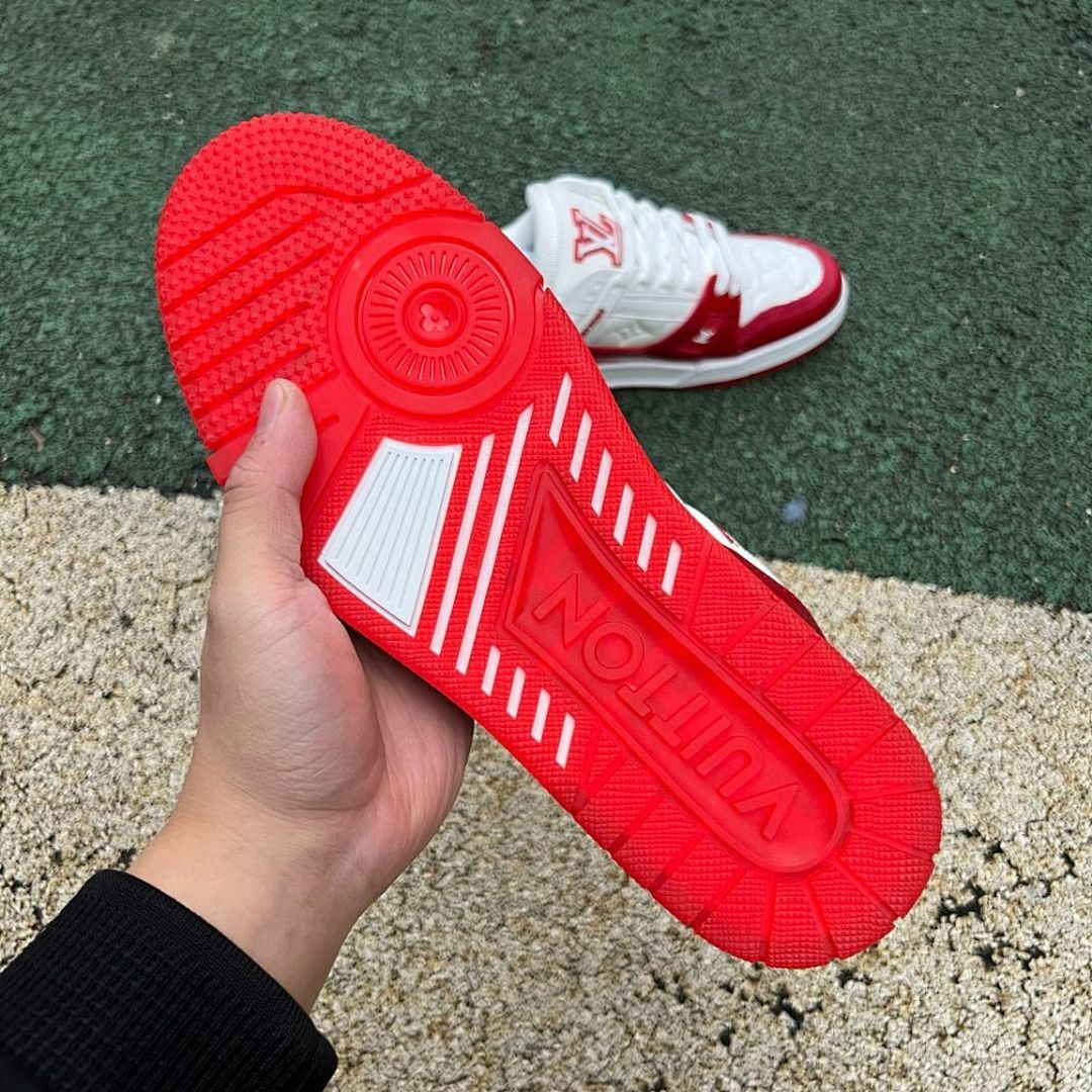 Louis Vuitton LV Trainer Monogram White Red Sneakers