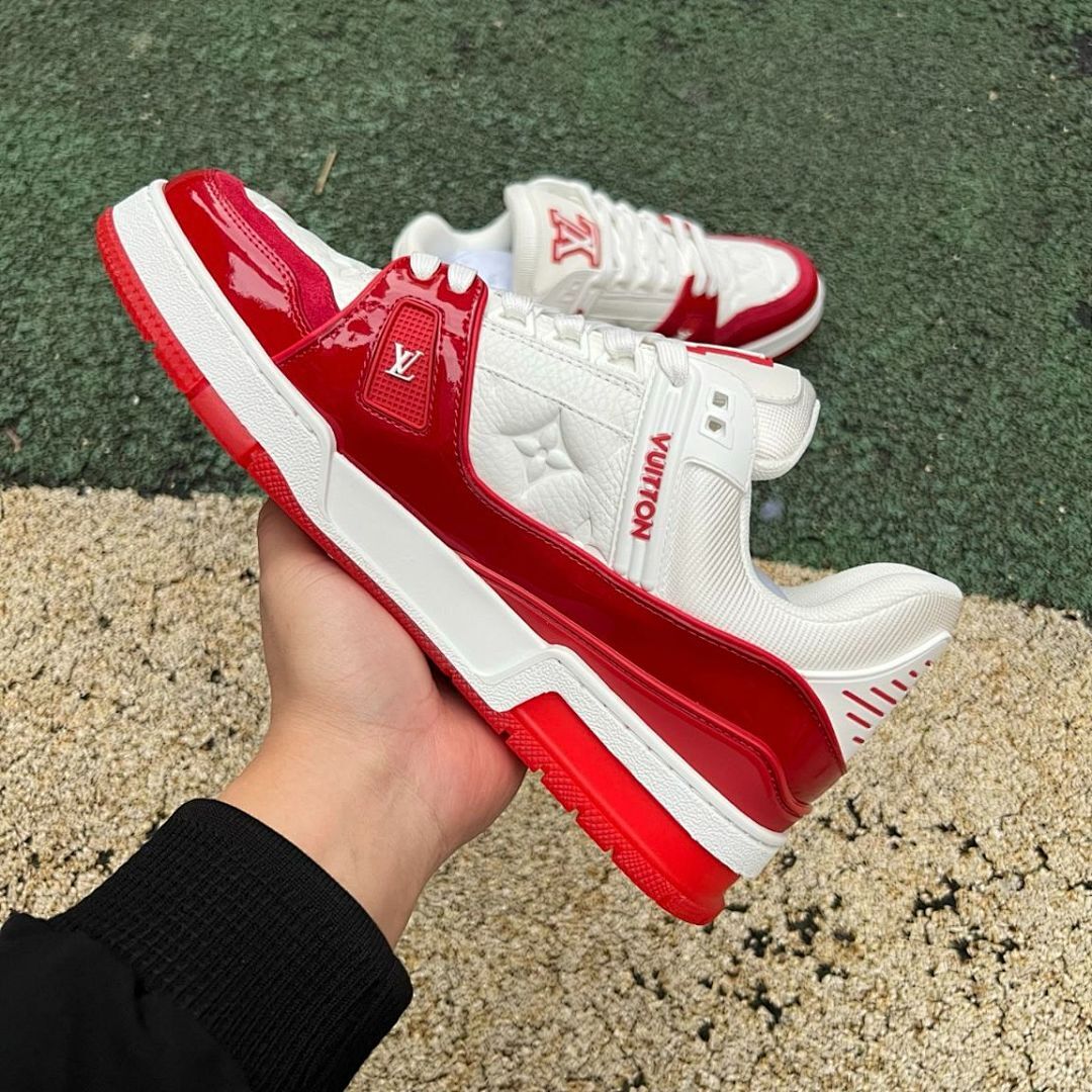 Louis Vuitton LV Trainer Monogram White Red Sneakers