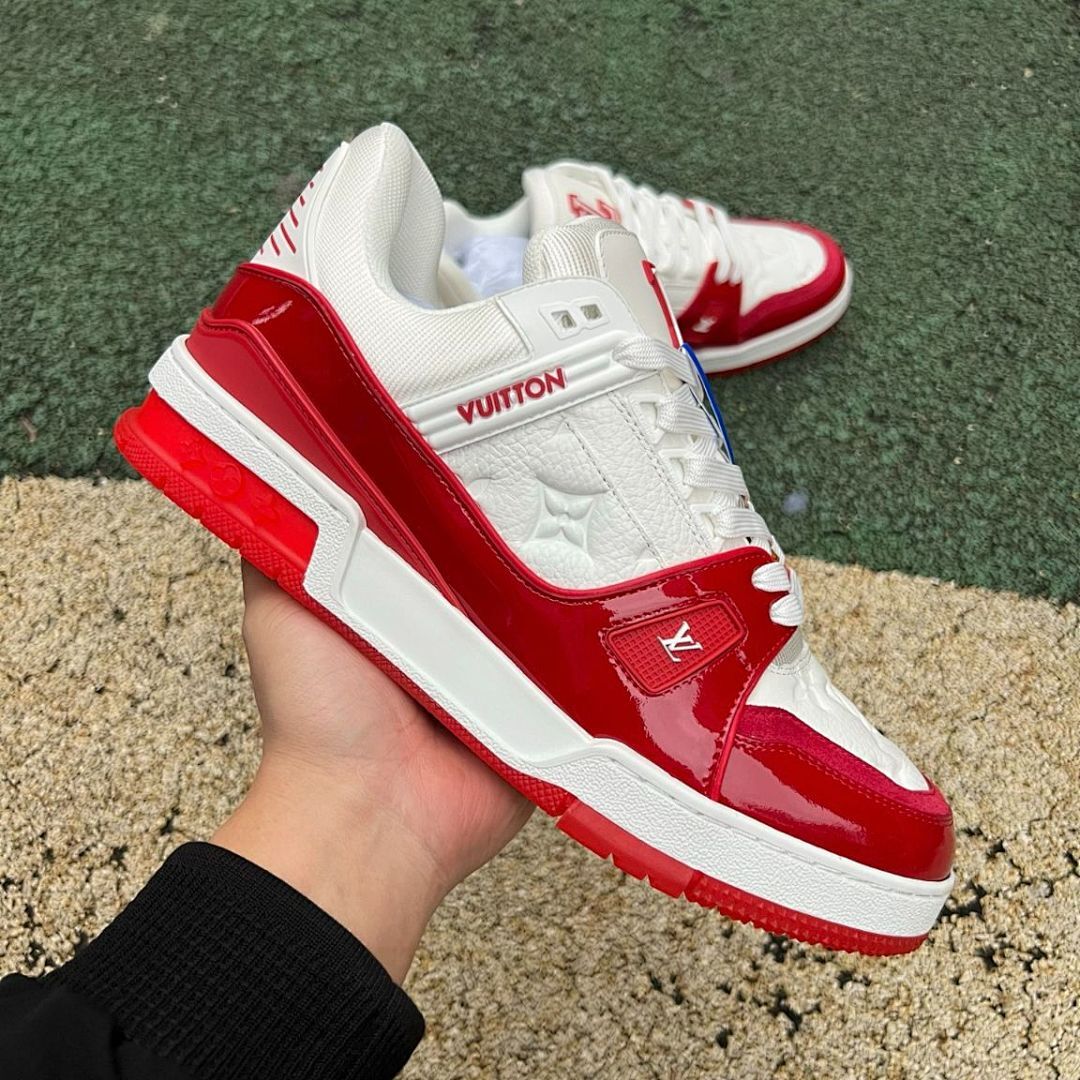 Louis Vuitton LV Trainer Monogram White Red Sneakers