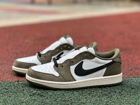 Travis Scott Nike Air Jordan 1 Low OG SP Olive White Black Sail Shoes Sneakers DZ4137-106