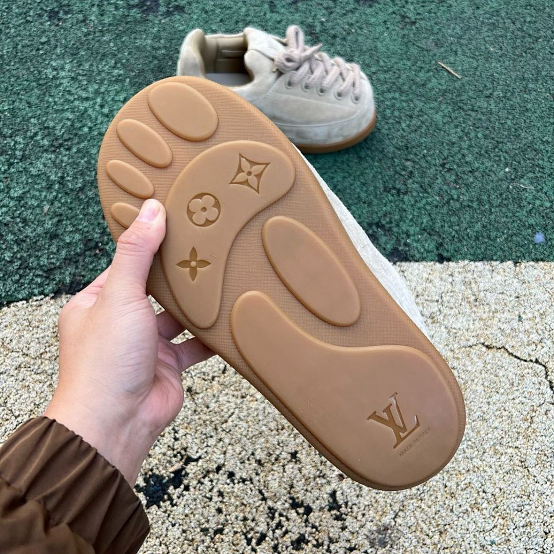 Louis Vuitton LV Squall Low Sneaker Beige Suede Embossed Damier Trainer
