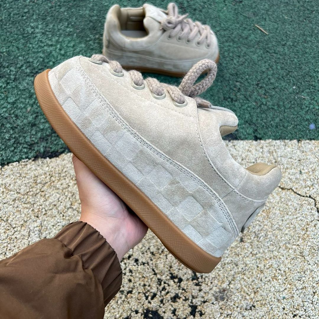 Louis Vuitton LV Squall Low Sneaker Beige Suede Embossed Damier Trainer