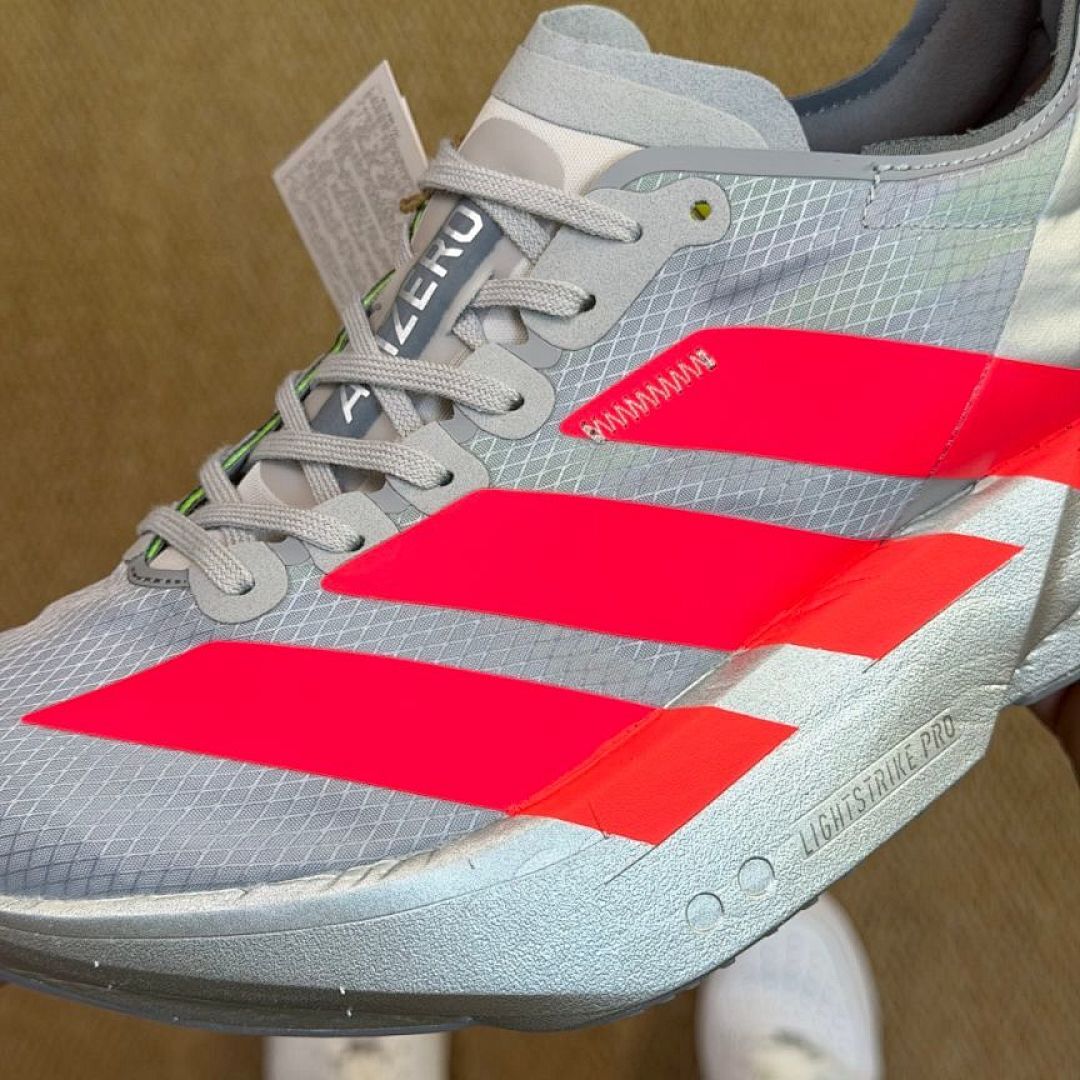 Adidas Adizero Adios Pro 3 Lightstrike Pro Running Shoes Grey Six Solar Red Carbon GW5467