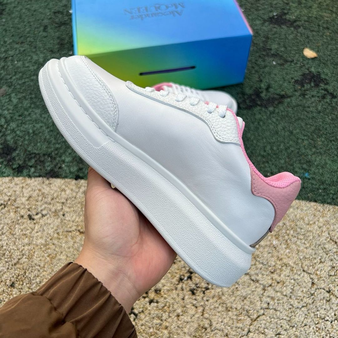 MQUEEN White Pink Platform Oversized Sole Sneakers Chunky Low-Top Trainers