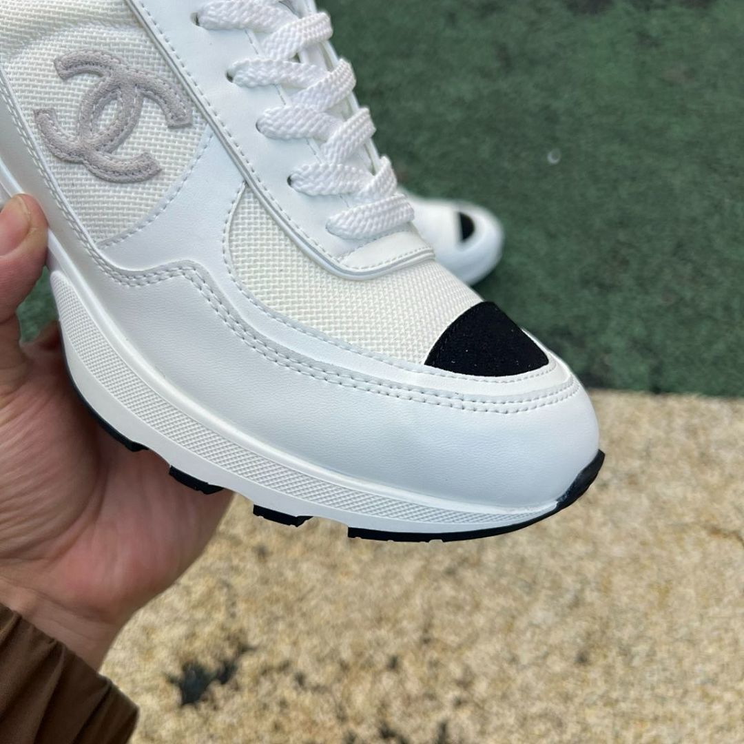 Chanel Low-Top Trainers White & Black G37136 Women's Luxury Chunky Sneakers Block Heel