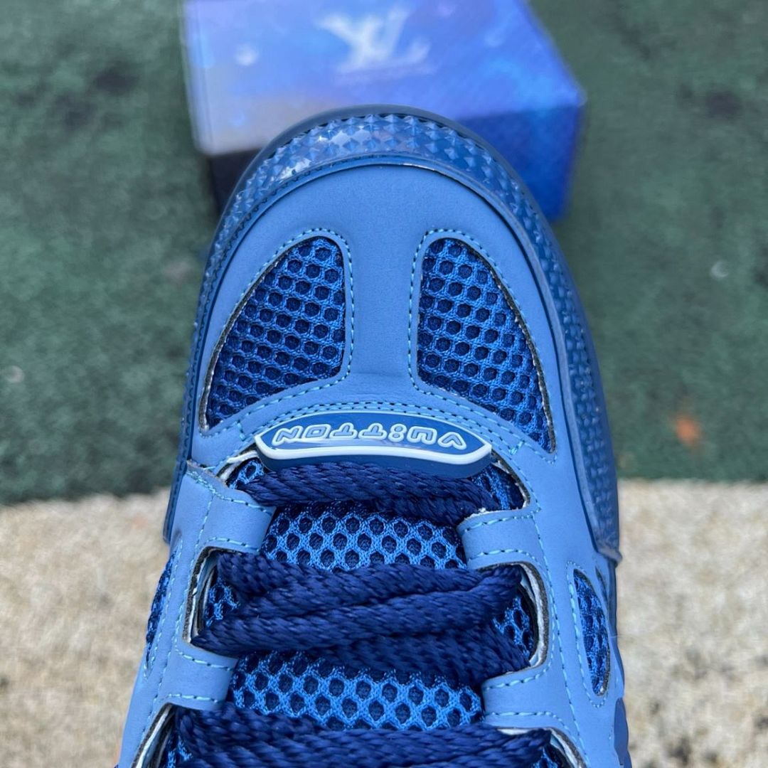 Louis Vuitton LV Trainer Deep Blue Monogram Flower Men's Luxury Sneakers
