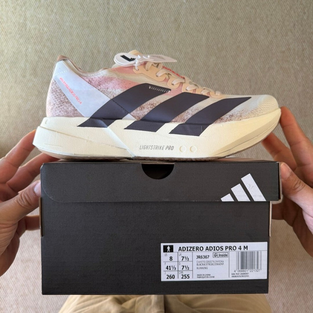 Adidas Adizero Adios Pro 4 Running Shoes White Preloved Lilac Preloved Red GW7896
