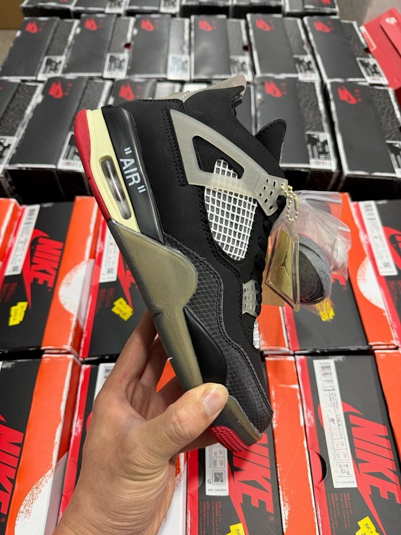 Off-White Air Jordan 4 Bred Black Red