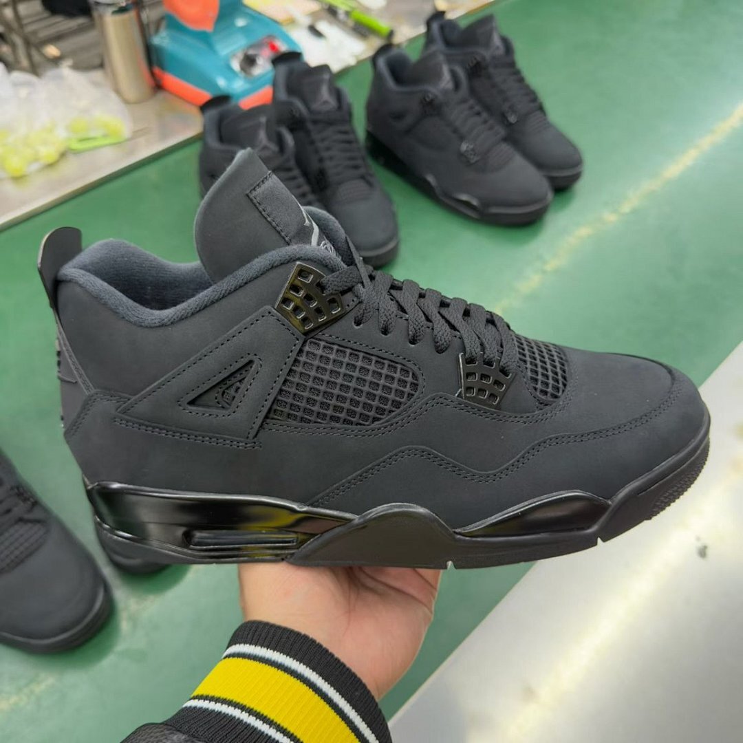 Nike Air Jordan 4 Retro Black Cat (308497-002) Mens Sneakers All Black AJ4 Shoes