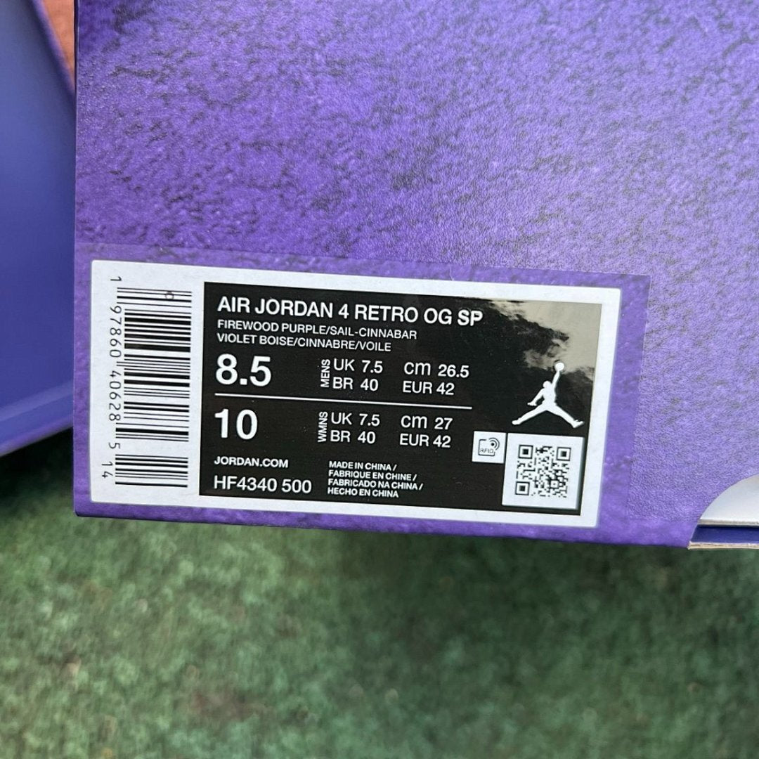 Travis Scott Air Jordan 4 Retro F&F Purple Suede Nike AJ4 Cactus Jack Exclusive Sneakers