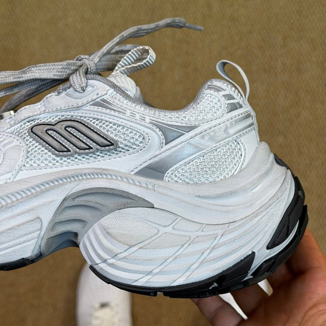 Balenciaga 3XL Trainer White Silver Grey Chunky Mesh Athletic Sneakers