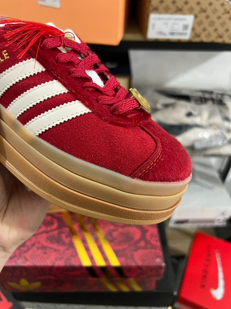 Adidas Gazelle Bold Better Scarlet Cloud White Gum Platform Shoes HQ6616