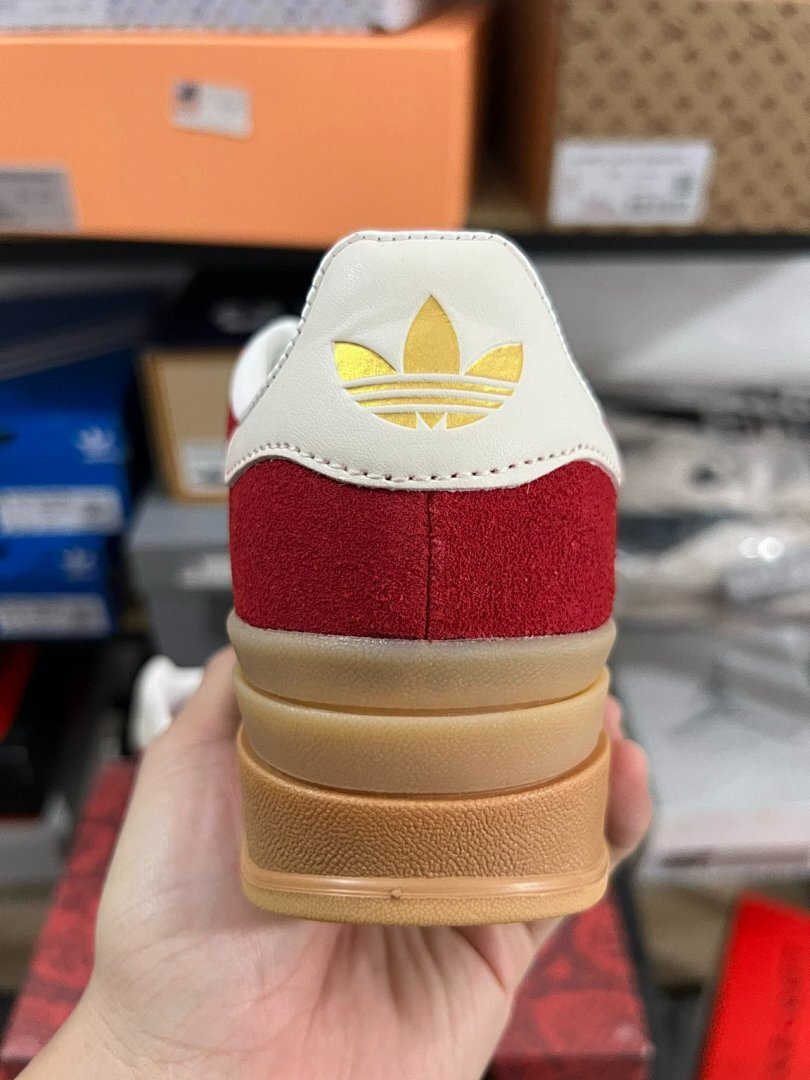 Adidas Gazelle Bold Better Scarlet Cloud White Gum Platform Shoes HQ6616
