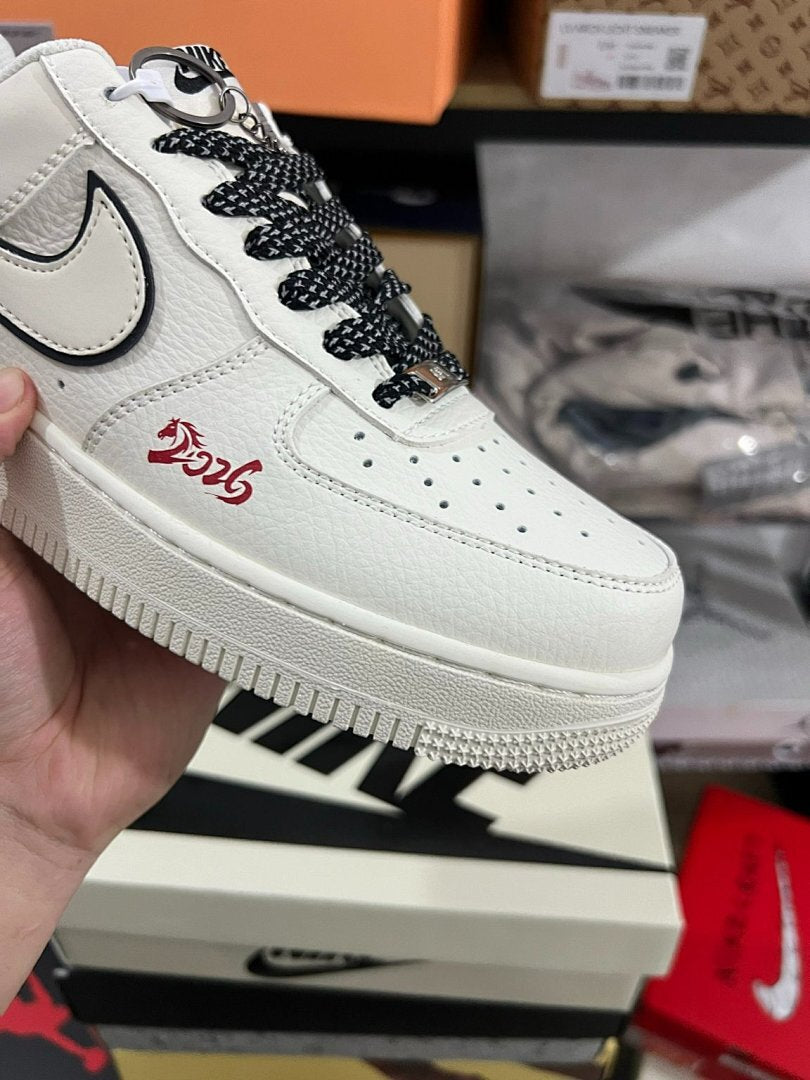 Nike Air Force 1 Low White Red Black Dragon Special Edition Sneakers