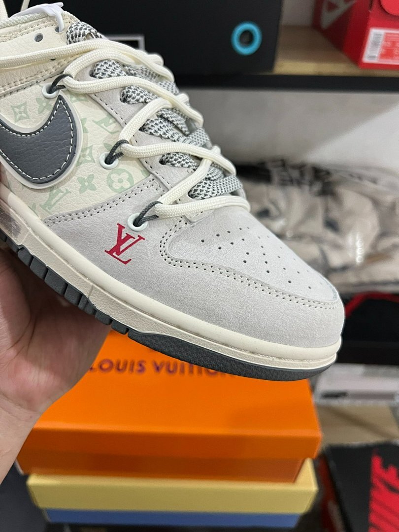 Louis Vuitton x Nike Dunk Low "Virgil Nigo" Grey Monogram Sneakers