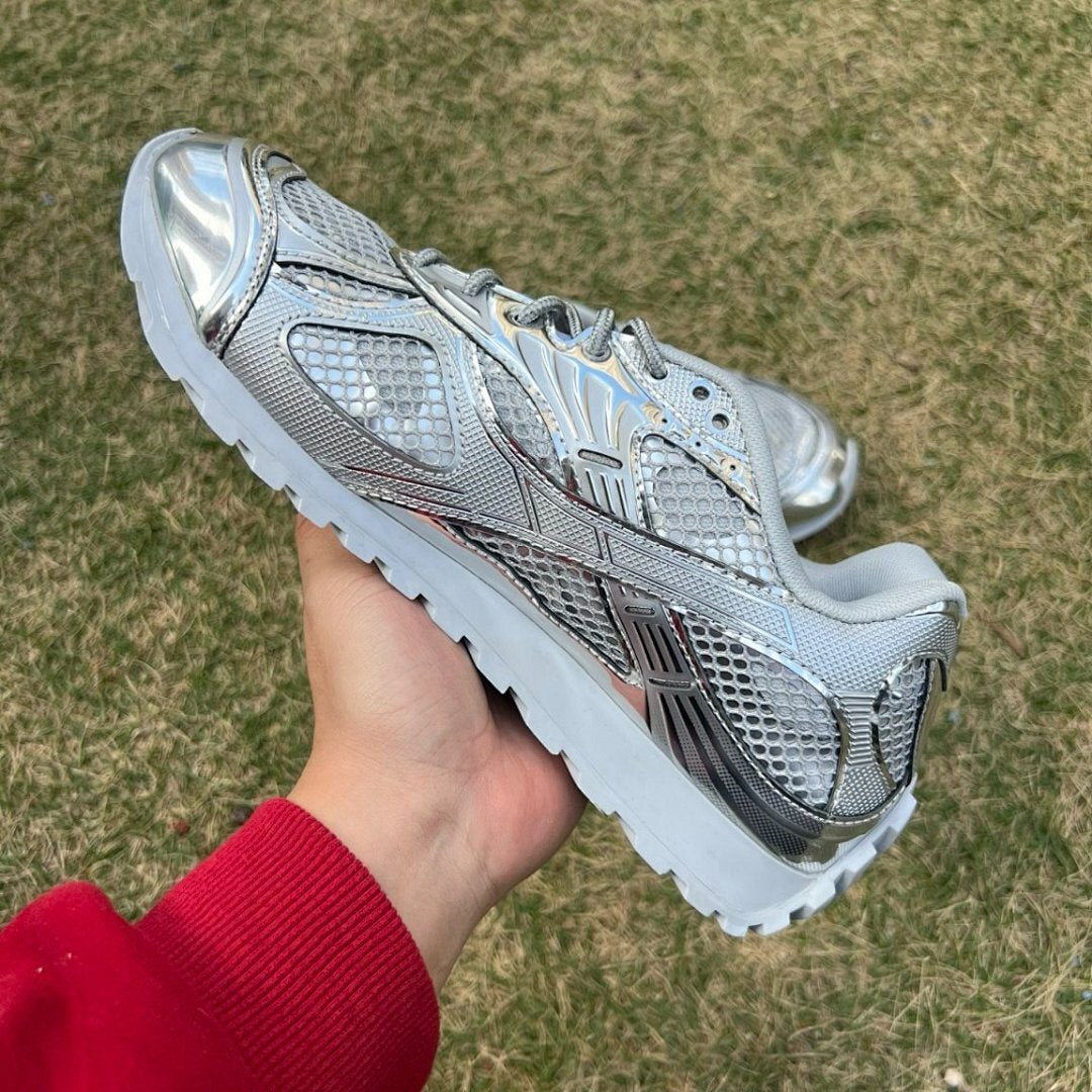 Bottega Veneta Orbit Sneakers Silver Metallic Mesh 760980V2O508007