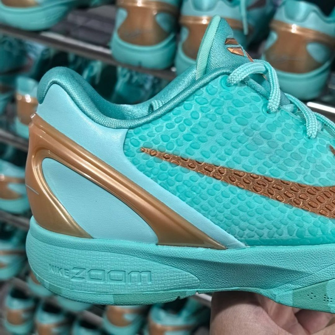 Nike Kobe 6 Protro Mint Gold Teal Aqua Basketball Shoes Sneakers