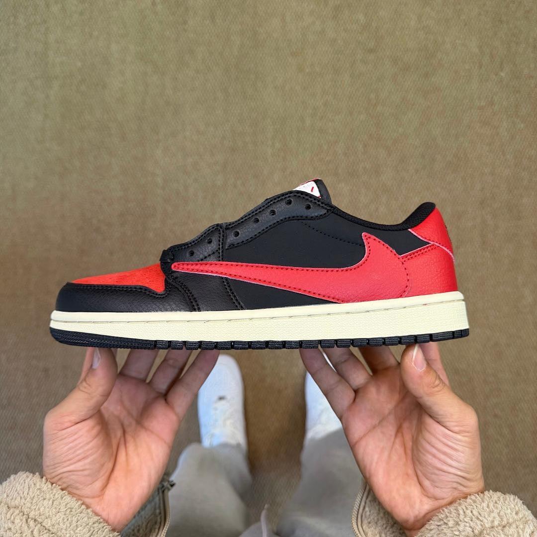 Travis Scott Air Jordan 1 Low OG 'Chicago' Reverse Swoosh Black Red Sail Sneakers
