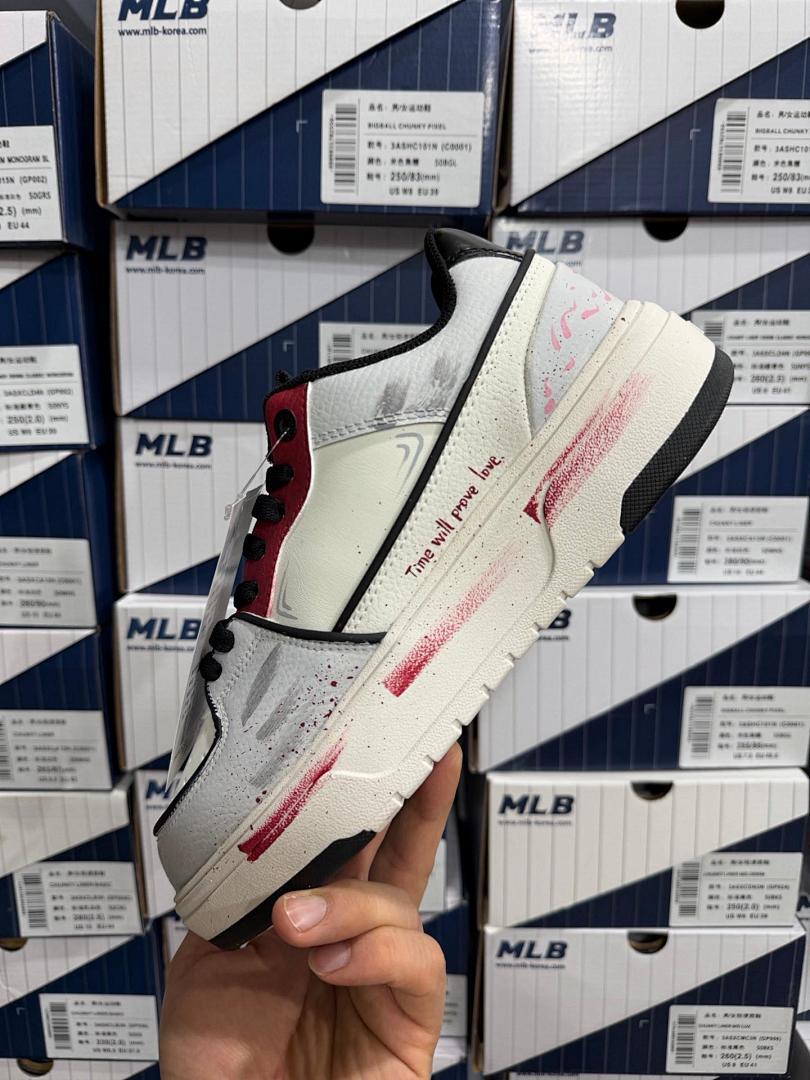 MLB Big Ball Chunky Pudel Amor Fact Sneakers White Burgundy Grey 3ASHC31Y C0RDY