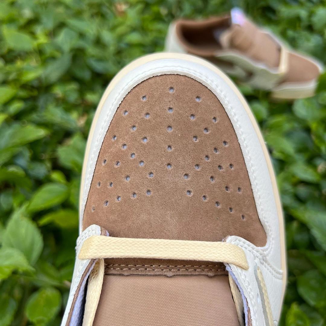 Nike Air Jordan 1 Low OG SP Travis Scott Reverse Mocha DM7866-162 Brown Cream Reverse Swoosh Sneakers