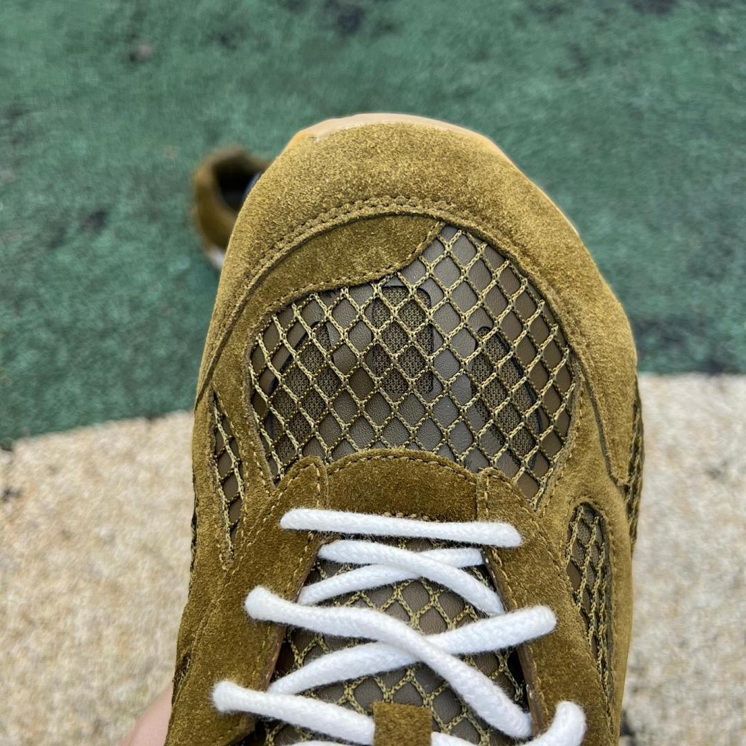 Visvim FKT Runner Olive Green Suede Mesh Sneakers
