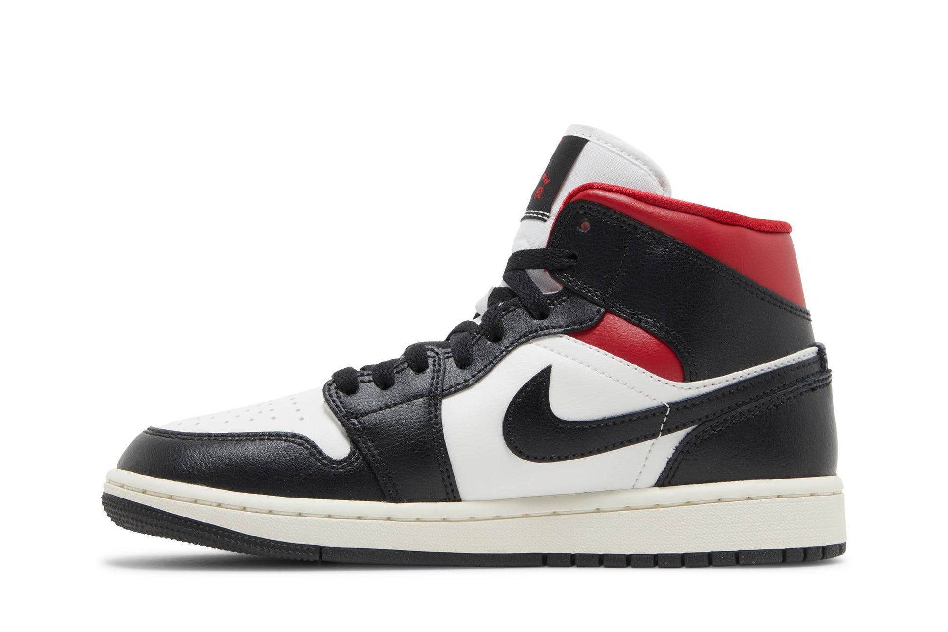 ( Women ) Air Jordan 1 Mid 'Black Sail Gym Red' BQ6472-061
