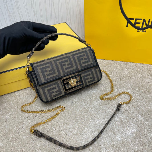 Fendace Baguette Bag - Fendi x Versace Collaboration - Small Brown Monogram Canvas