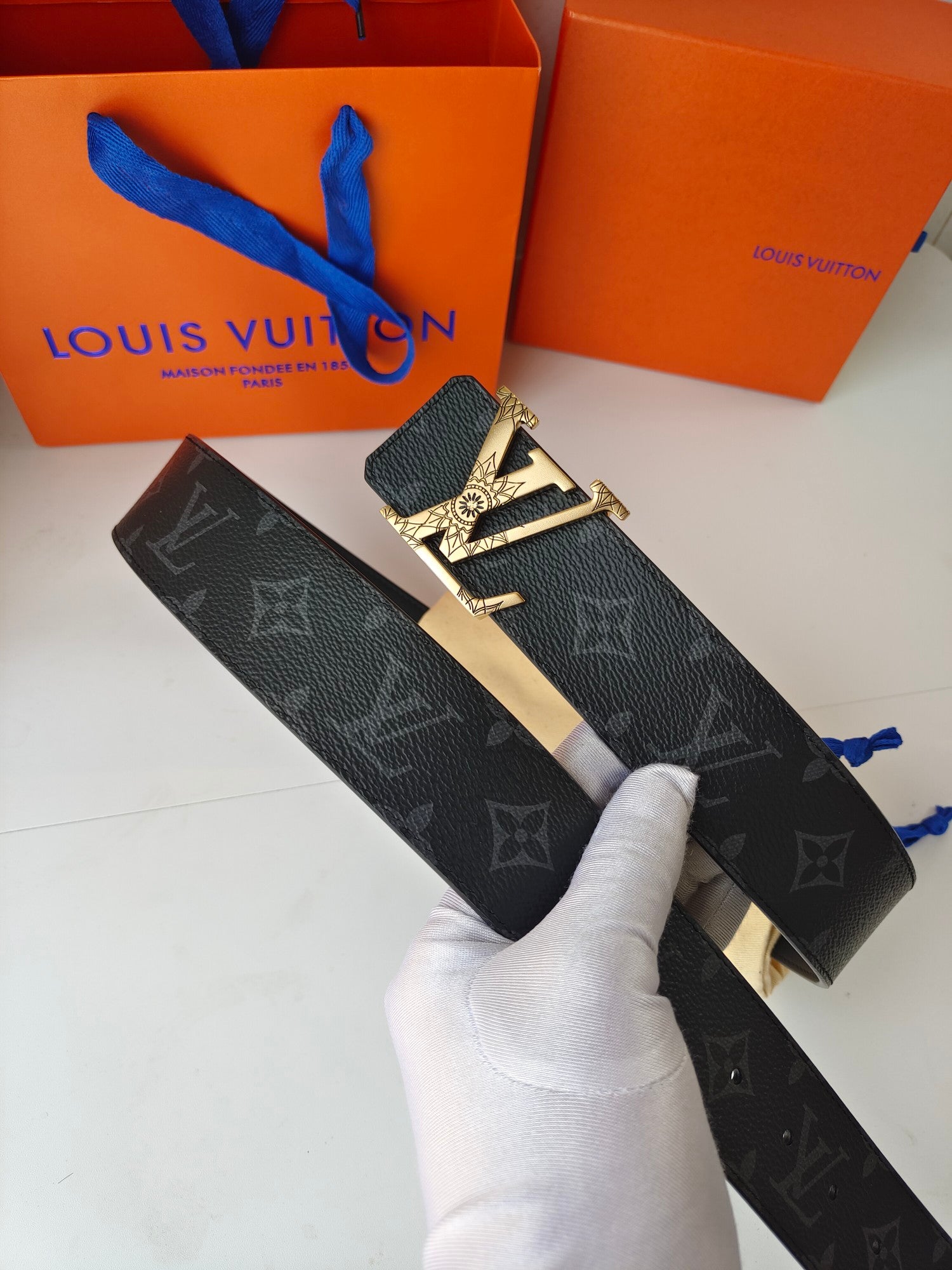 Louis Vuitton LV Initiales 40mm Belt Monogram Eclipse Canvas with Gold-Tone Buckle