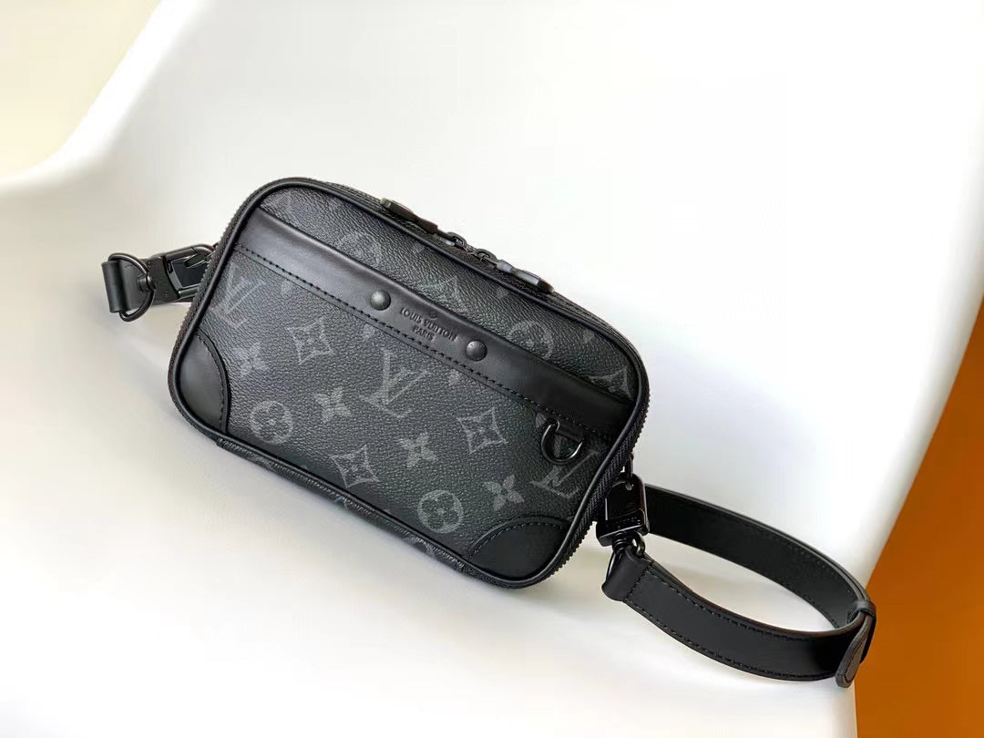 Louis Vuitton Black Monogram Canvas Belt Bag Luxury Unisex Sling Waist Pack