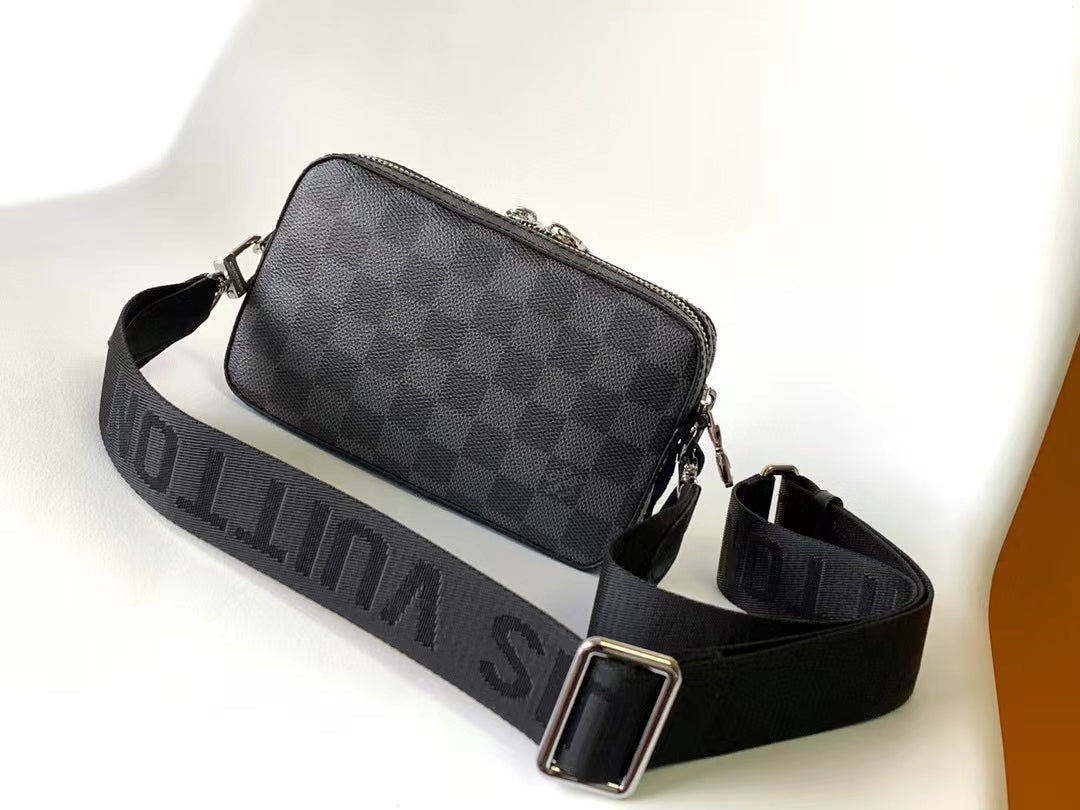 Louis Vuitton Alpha Wearable Wallet Damier Graphite Canvas Black Crossbody Bag