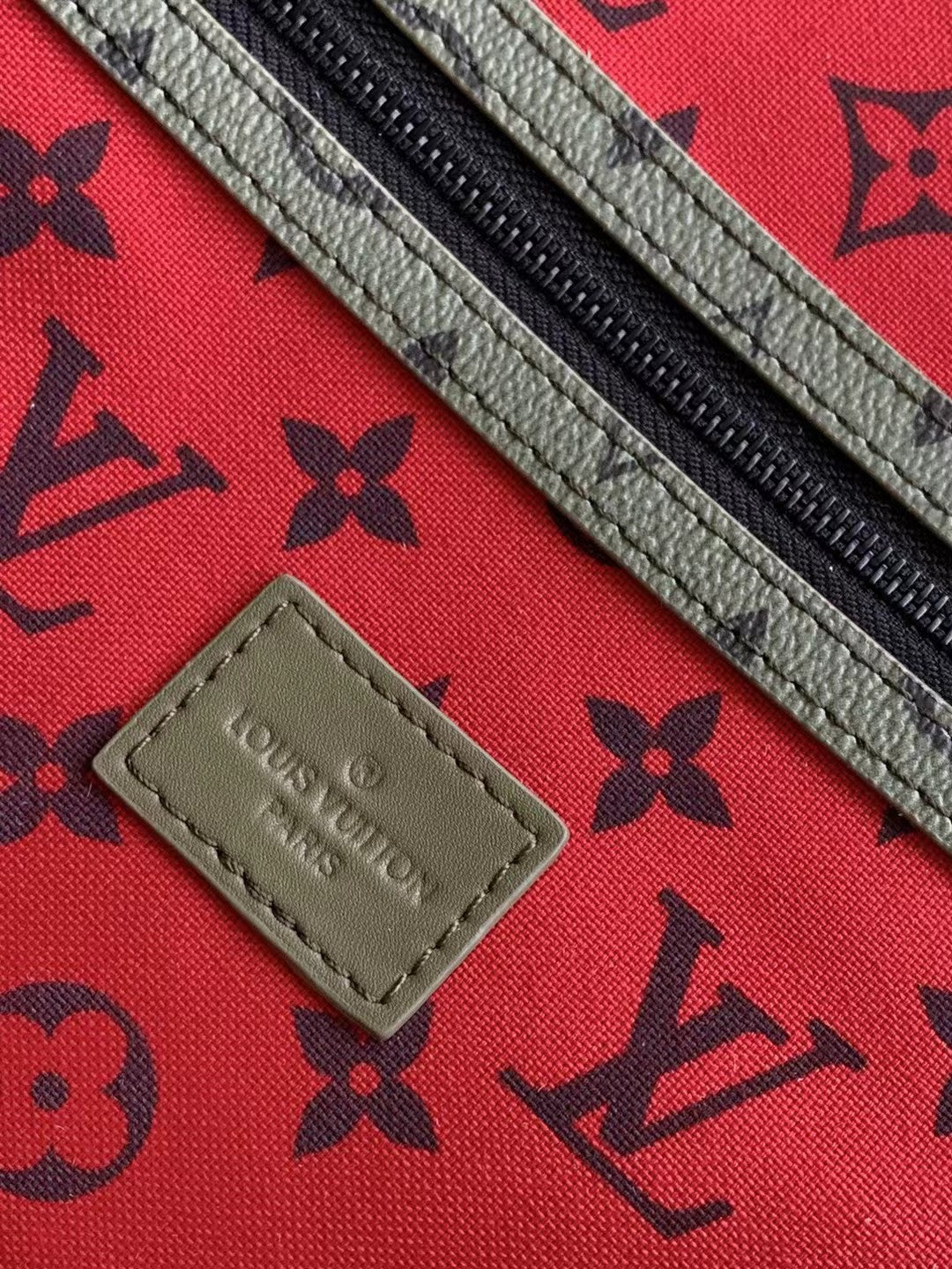 Louis Vuitton Olive Green Monogram Pattern Travel Duffle Bag with Shoulder Strap