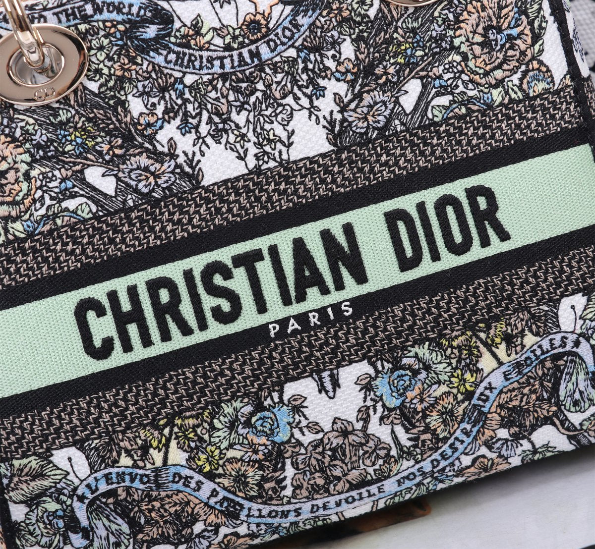 Christian Dior Lady D-Lite Bag with Black and White Embroidery