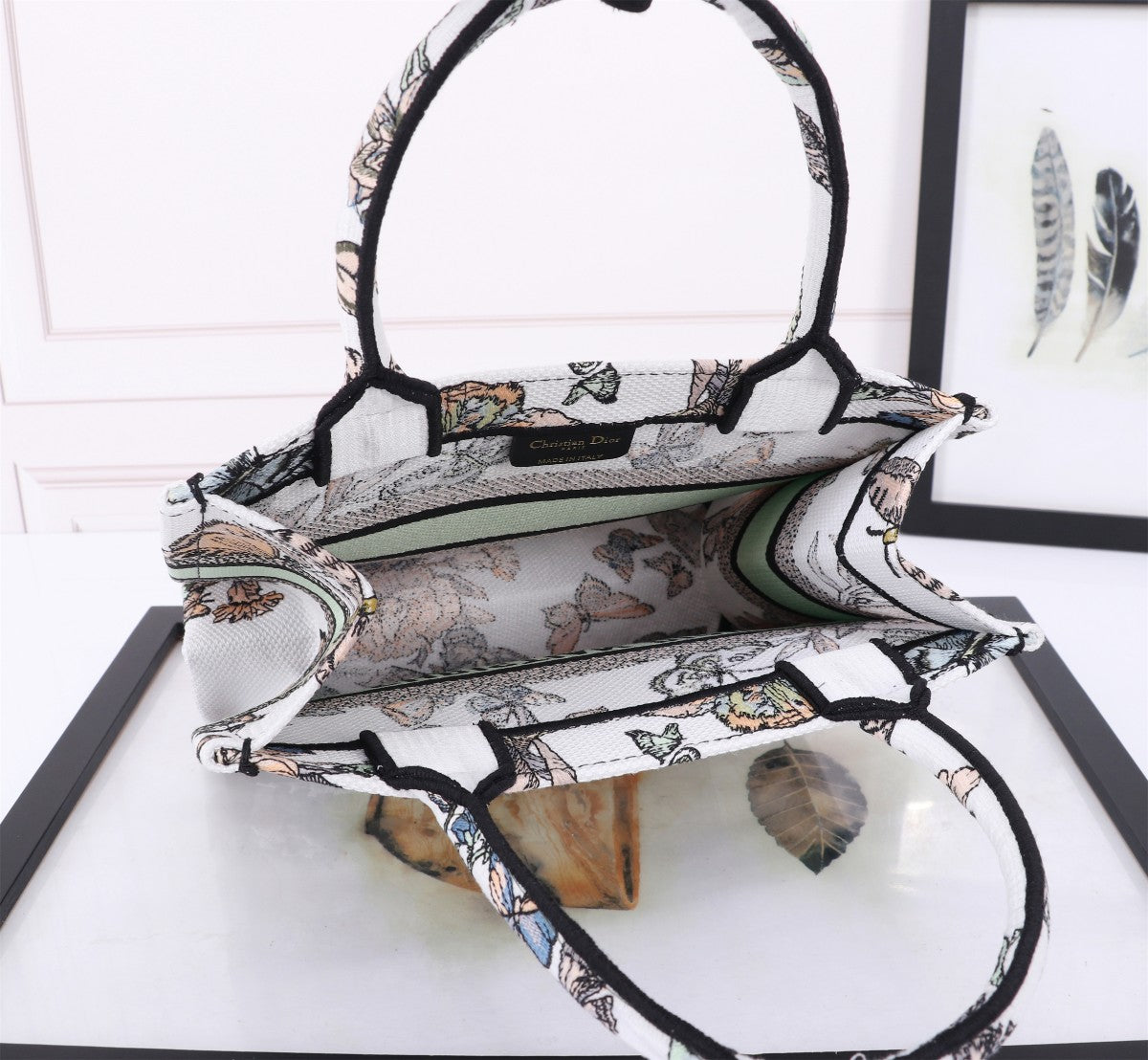 Christian Dior Butterfly Embroidered Book Tote Bag