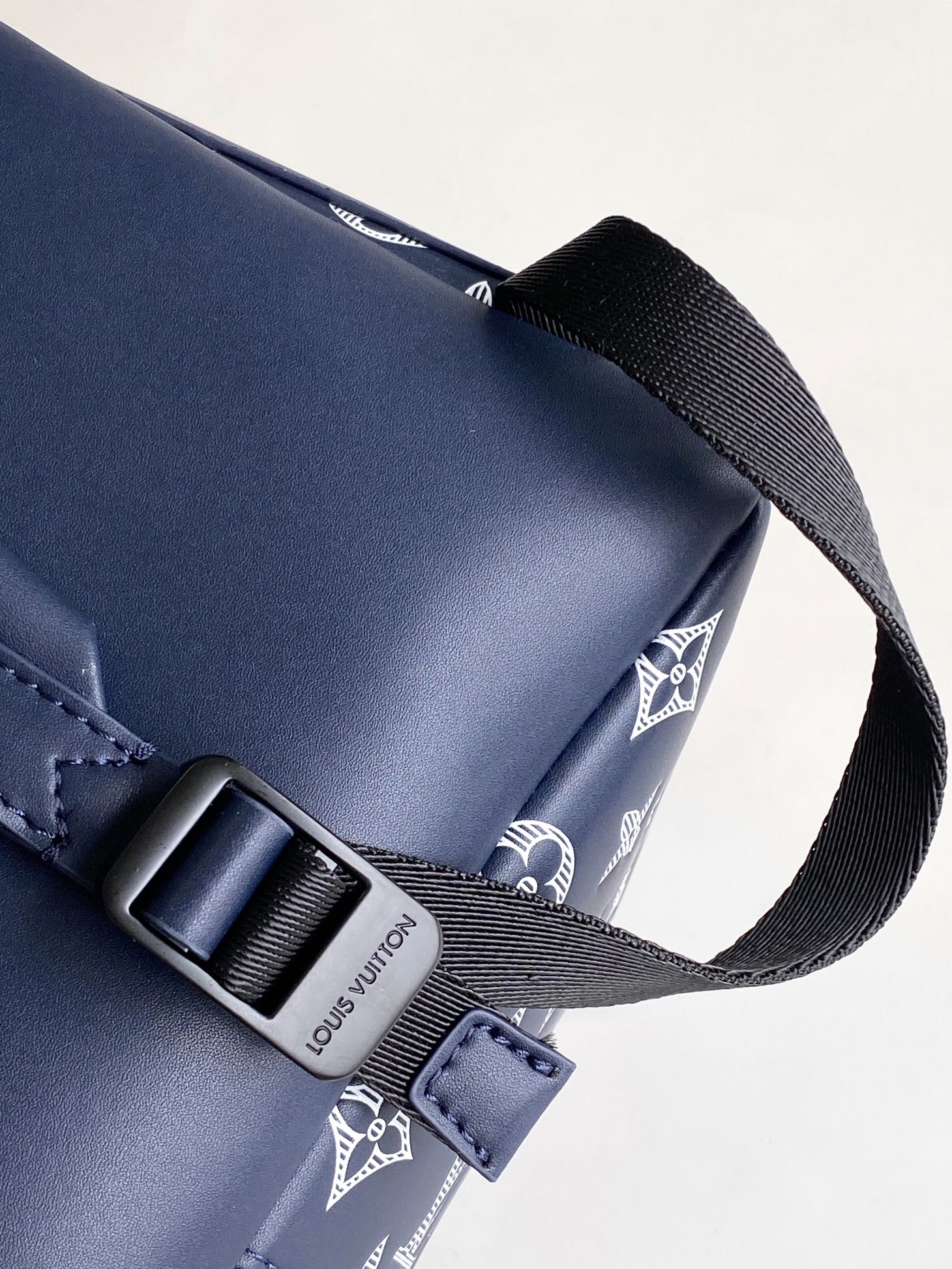 Louis Vuitton Classic Monogram Navy Blue Canvas Backpack with Front Pocket