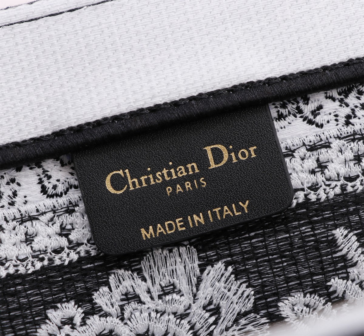 Christian Dior Large Book Tote Black and White Butterfly Embroidered Canvas Bag