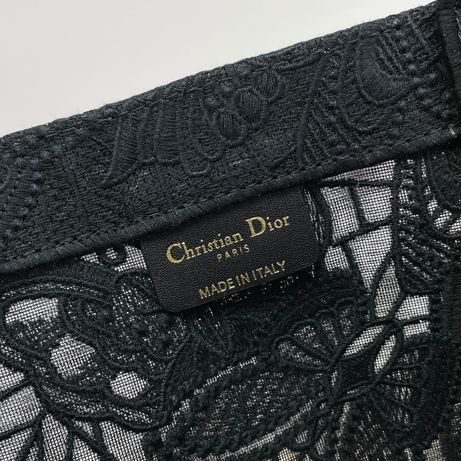 Christian Dior Black Butterfly Embroidered Book Tote Bag