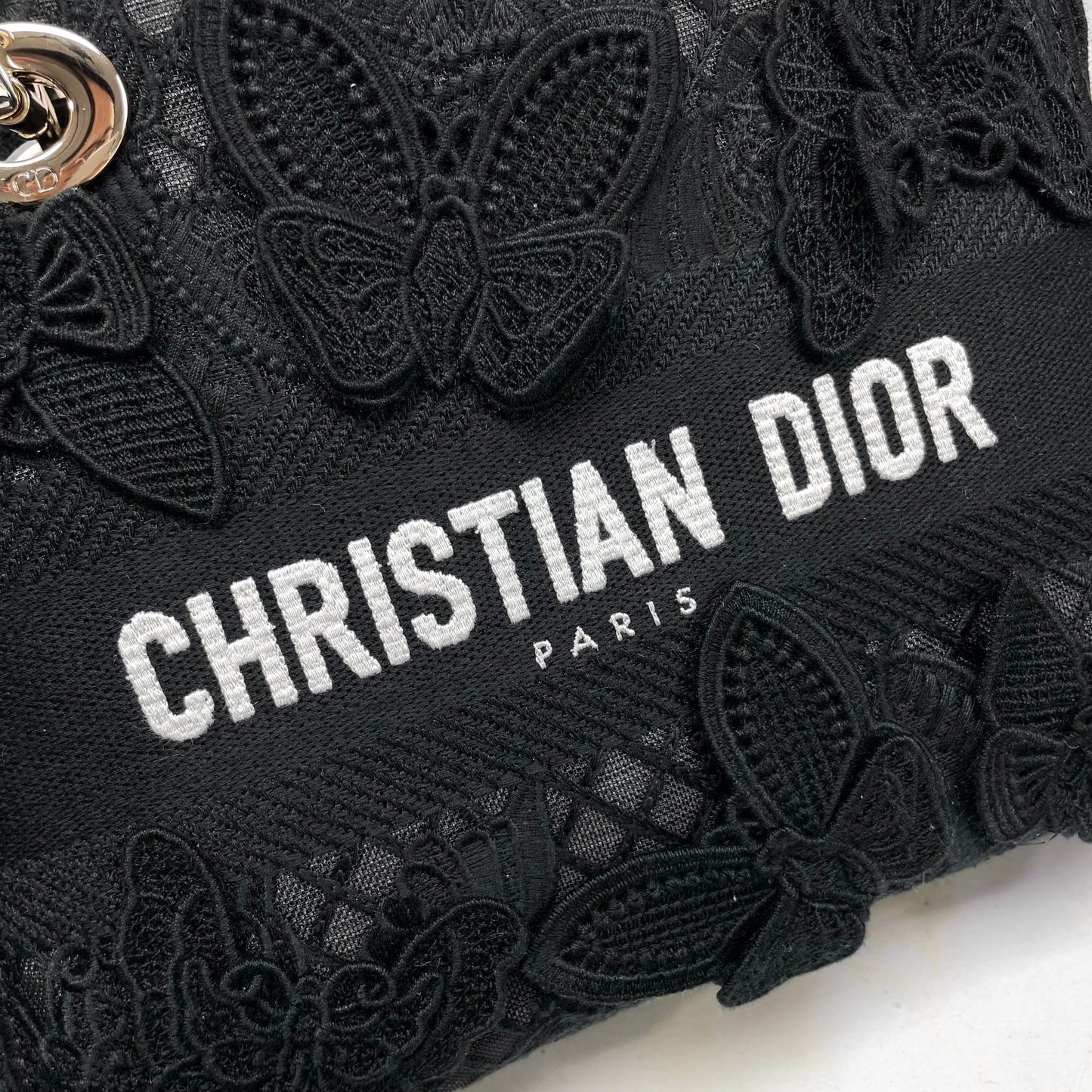 Christian Dior Lady Lite Black Floral Embroidered Handbag