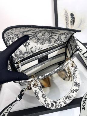 Christian Dior Medium Lady D-Lite Bag with Embroidered Sun and Star Pattern
