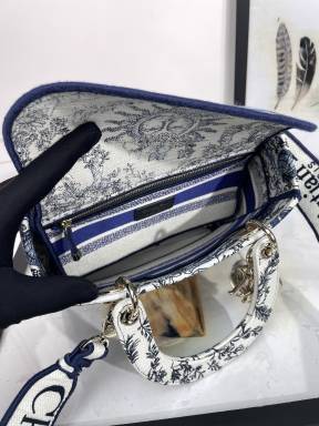 Christian Dior Medium Lady D-Lite Bag Blue Toile de Jouy Reverse Embroidery